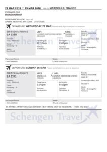 flight itinerary