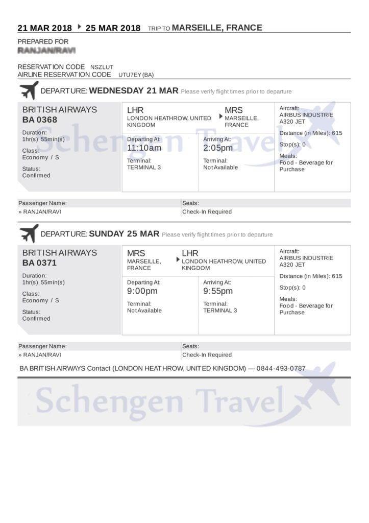 flight itinerary