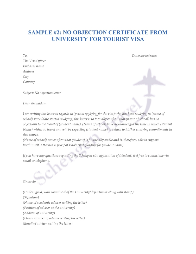 No Objection Letter for students