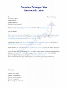 Free Schengen Visa sponsorship letter copy