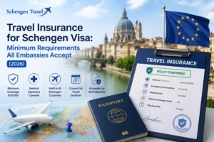 Travel insurance for Schengen visa minimum requirements 2026