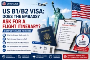 flight itinerary for US visa
