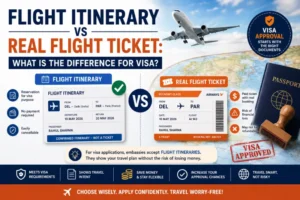 Flight itinerary vs real flight ticket difference for visa application 2026