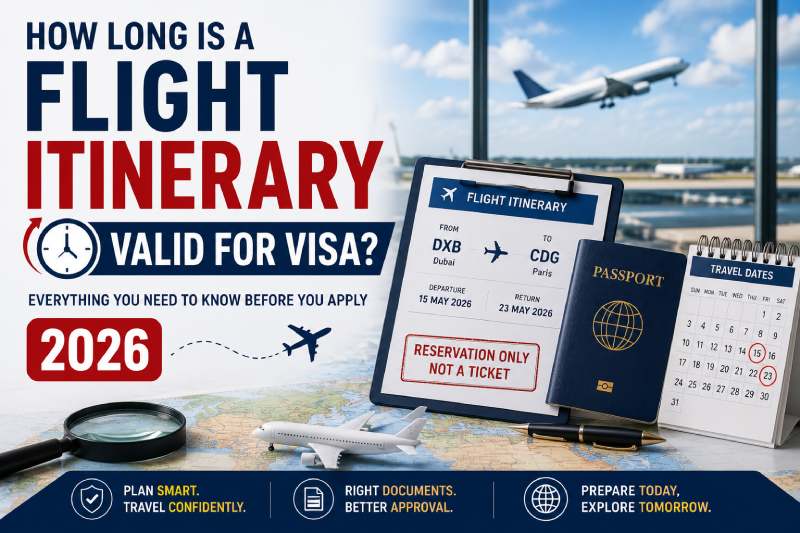 How long is a flight itinerary valid for visa applications 2026